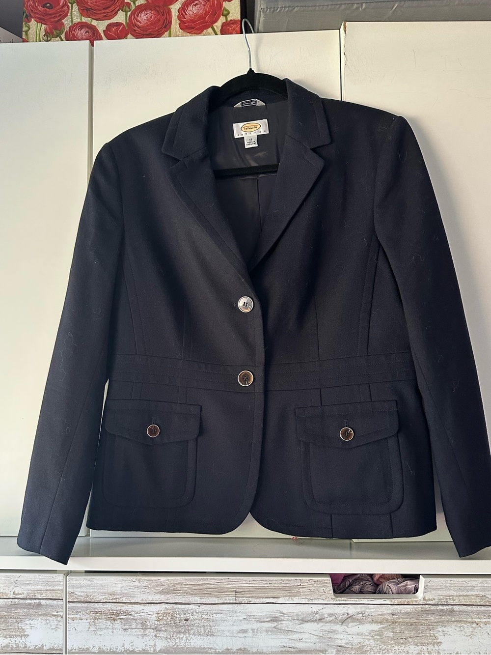 🖤 Talbots Petites Black Wool Blend Blazer Jacket Size 12 Made in Italy